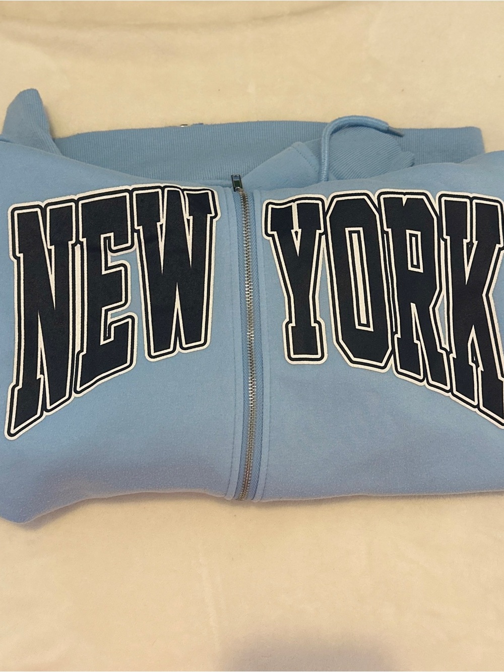 New York Zip-Up Hoodie - Light Blue